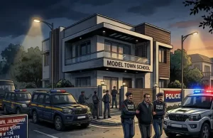 Jalandhar के मॉडल टाउन में फाजिल्का पुलिस की छापेमारी:जलालाबाद धोखाधड़ी मामले में स्कूल मालिक को सुबह घर से हिरासत में लिया