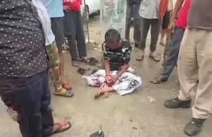 Jalandhar में मोबाइल चोर को लोगों ने पीटा:खंभे से बांधकर डंडे मारे, बाल काटे; मुंह से निकला खून; पुलिस ने छुड़ाया