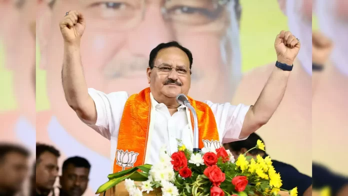 jp-nadda-says-bjp-headed-towards-a-hat-trick-in-ls-polls-asks-cadre-not-to-slacken-till-victory-is-achieved